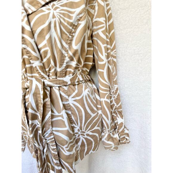 CATO Brown & White Cotton Belted Trench Coat Jacket Women's 18/20W - Picture 4 of 8